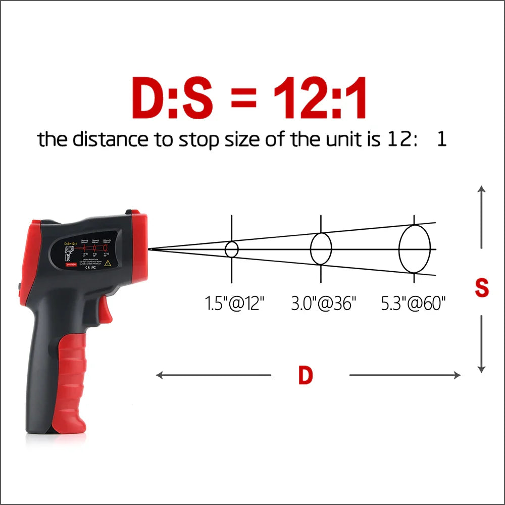 RZ Non-Contact Infrared Thermometer Temperature Meter Gun 0-600C Handheld Digital Industrial Outdoor Laser Pyrometer Thermometer