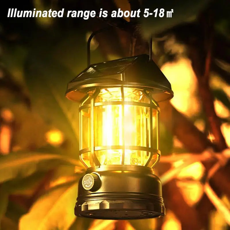 Portable Solar Camping Light Outdoor Waterproof Tent Light Rechargeable Portable Solar Powered Landscape Hiking Flashlight For