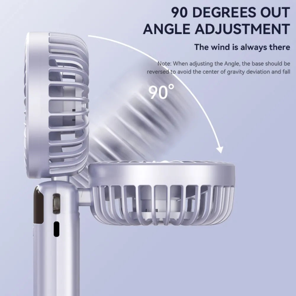 Mini Fan Type-c 1200mAh Rechargeable 90° Fold Cooling Portable Handheld Electric Fan Tudent Dormitory Led Digital Display Fans