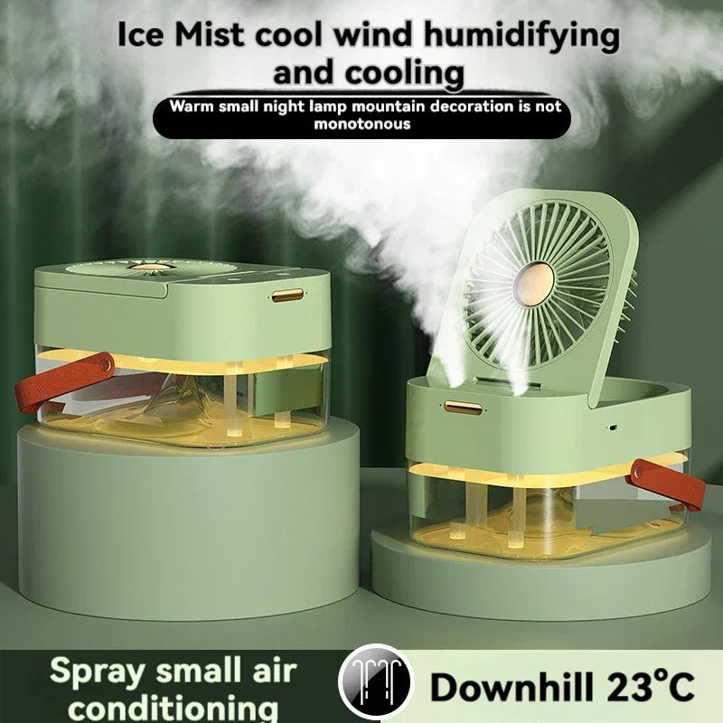 New Humidifying Portable Folding Spray Desktop Cooling Mini Small Fan USB Rechargeable Electric Fan