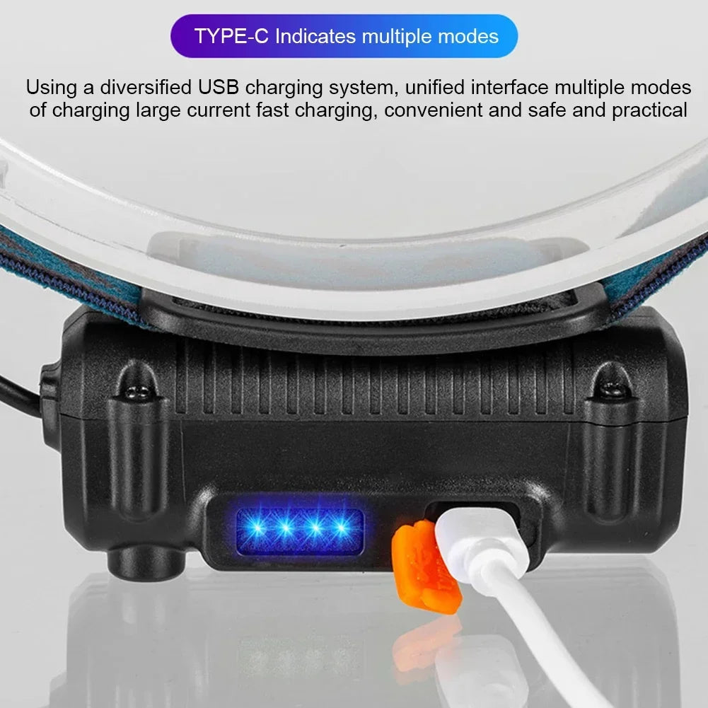 Induction LED Headlamp XPG+COB Wave Sensor Head Flashlight Super Bright USB Rechargeable Fishing Headlight Camping Lanterns