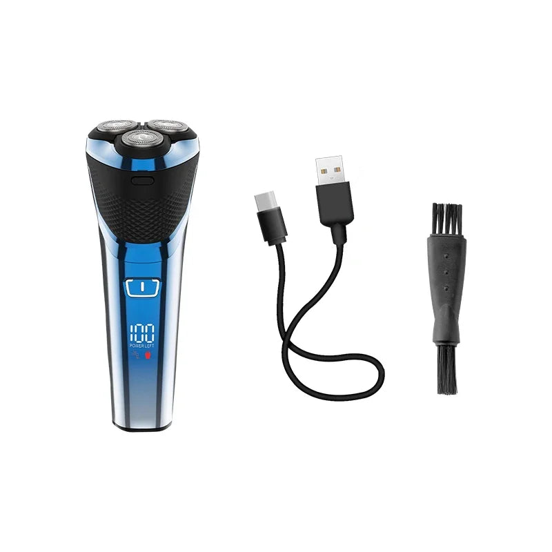 Kemei KM-8510 Waterproof Rotary LED Display Rechargeable Cordless Floating Head Replaceable Blades Electric Shavers for Man