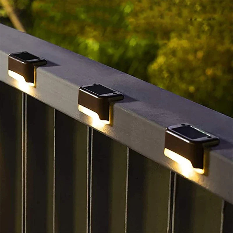 4PCS Solar Deck Light Outdoor Waterproof Solar Power Garden Lamps for Railing Stairs Step Fence Yard Patio Pathway