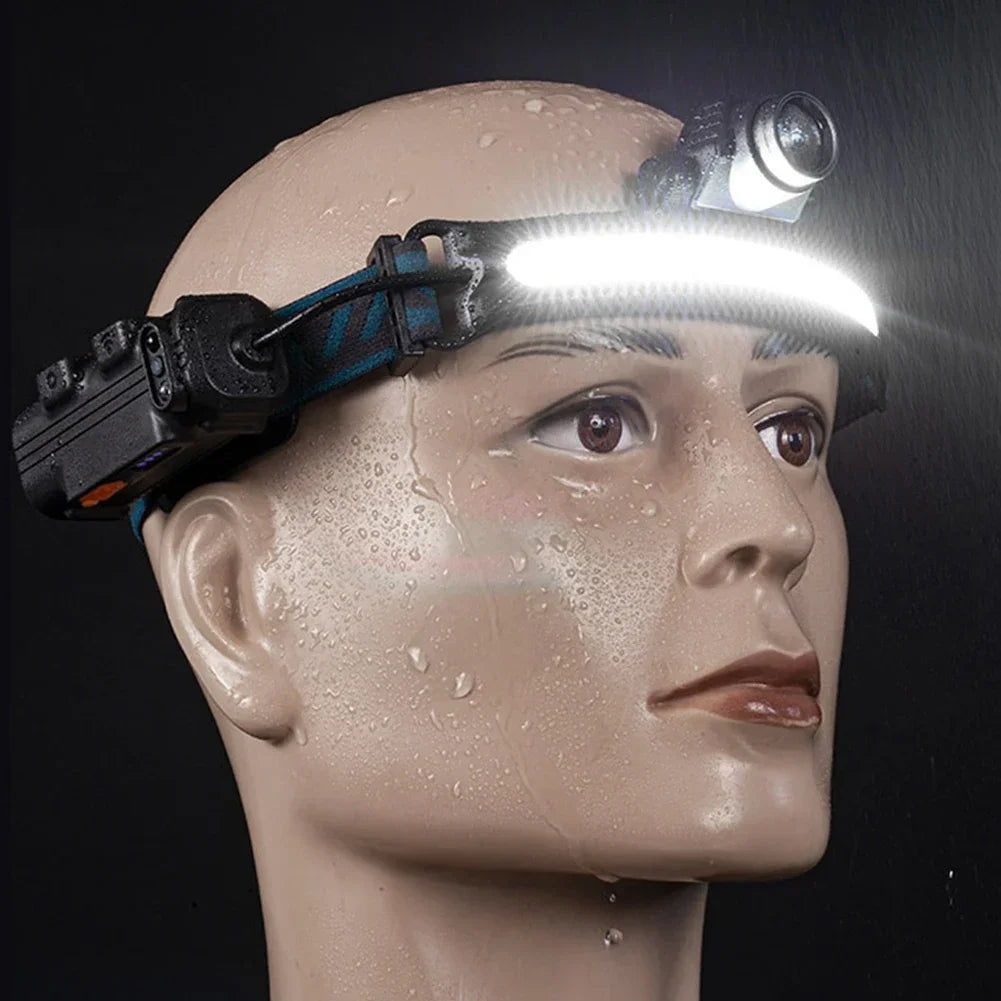 Induction LED Headlamp XPG+COB Wave Sensor Head Flashlight Super Bright USB Rechargeable Fishing Headlight Camping Lanterns