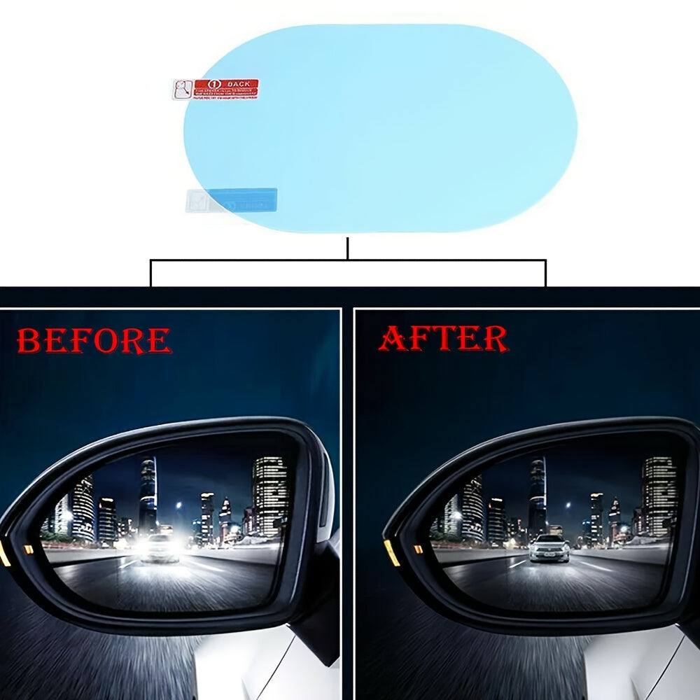 4pcs Car Rearview Mirror Films Anti-Rain Fog Waterproof PET Clear Film Accessories